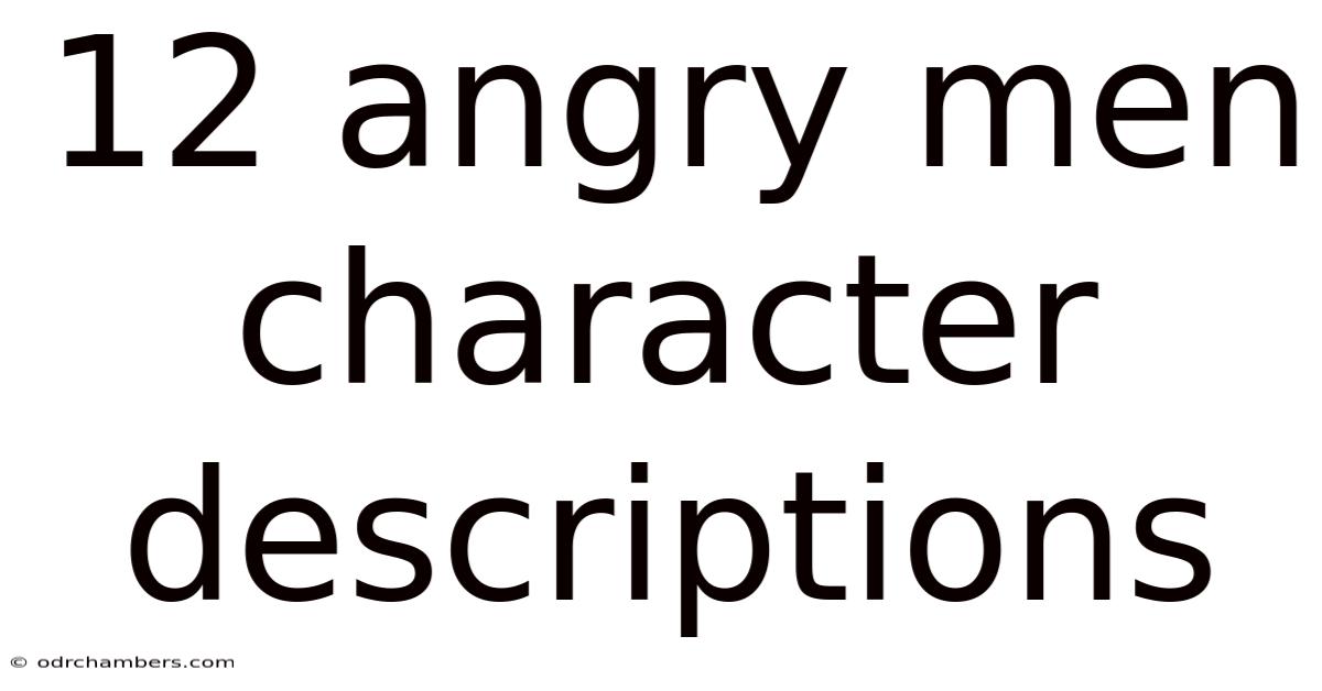 12 Angry Men Character Descriptions