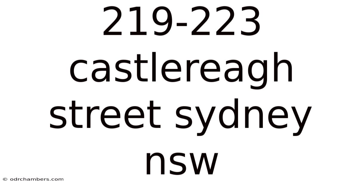 219-223 Castlereagh Street Sydney Nsw