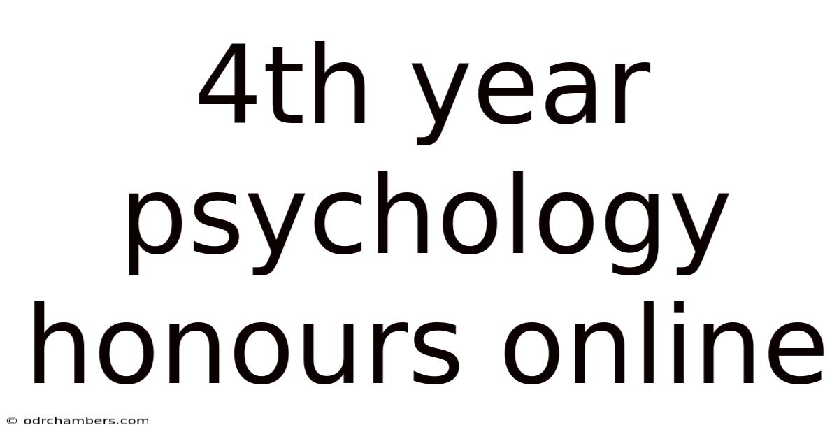 4th Year Psychology Honours Online