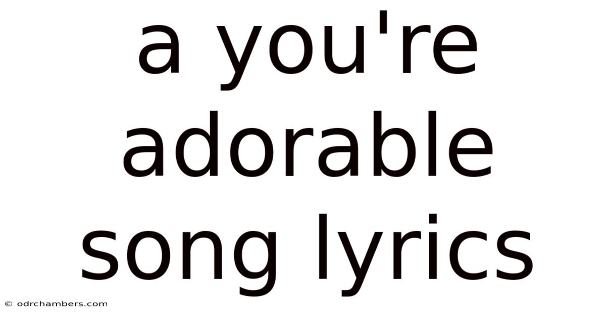 A You're Adorable Song Lyrics