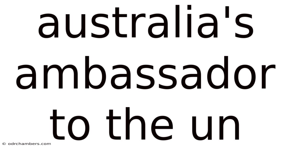 Australia's Ambassador To The Un