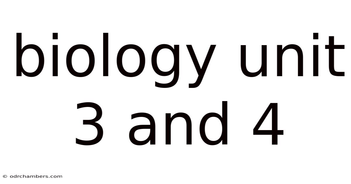 Biology Unit 3 And 4