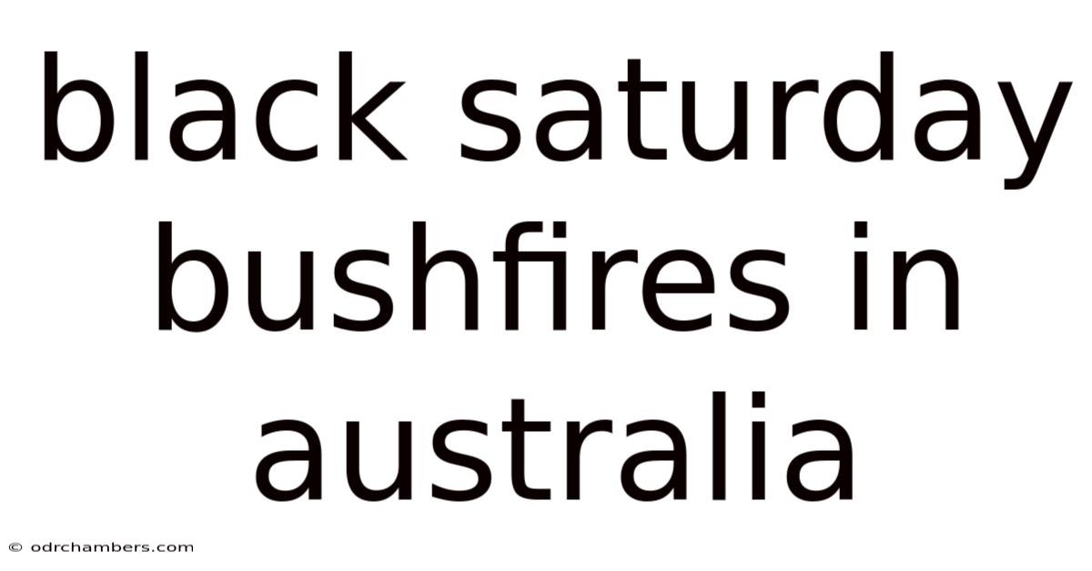 Black Saturday Bushfires In Australia
