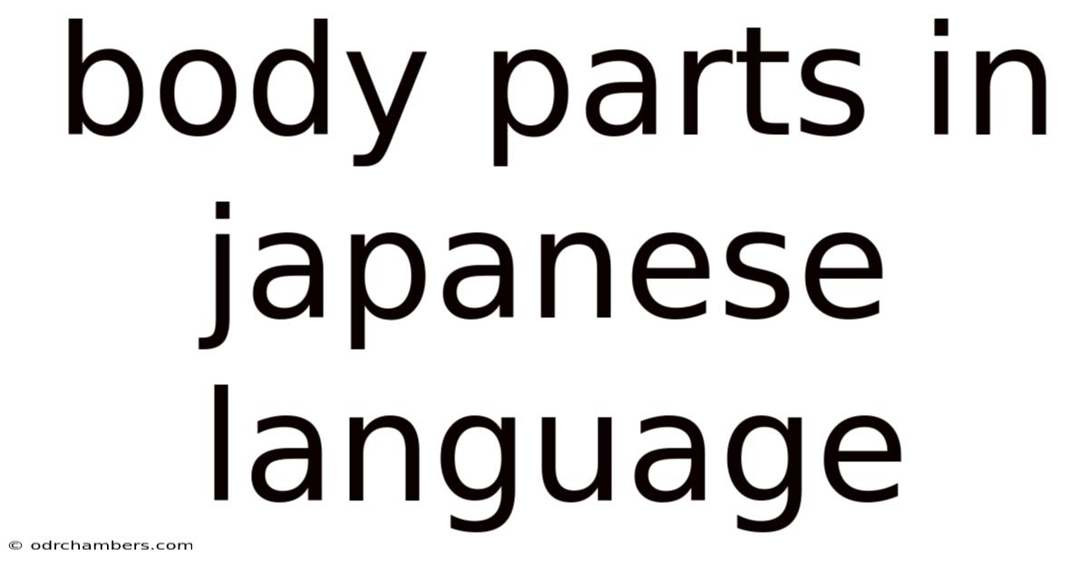 Body Parts In Japanese Language