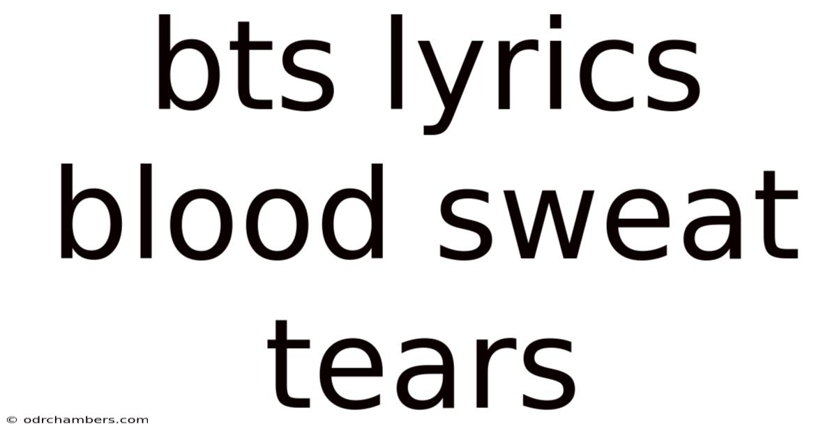 Bts Lyrics Blood Sweat Tears