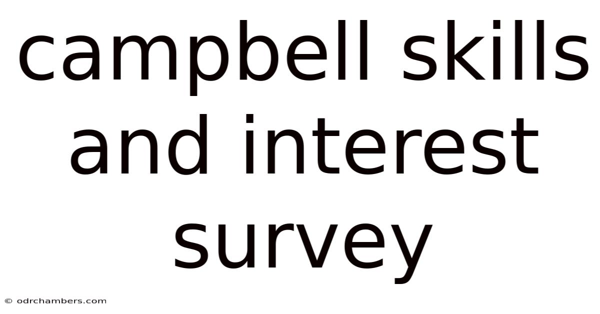 Campbell Skills And Interest Survey