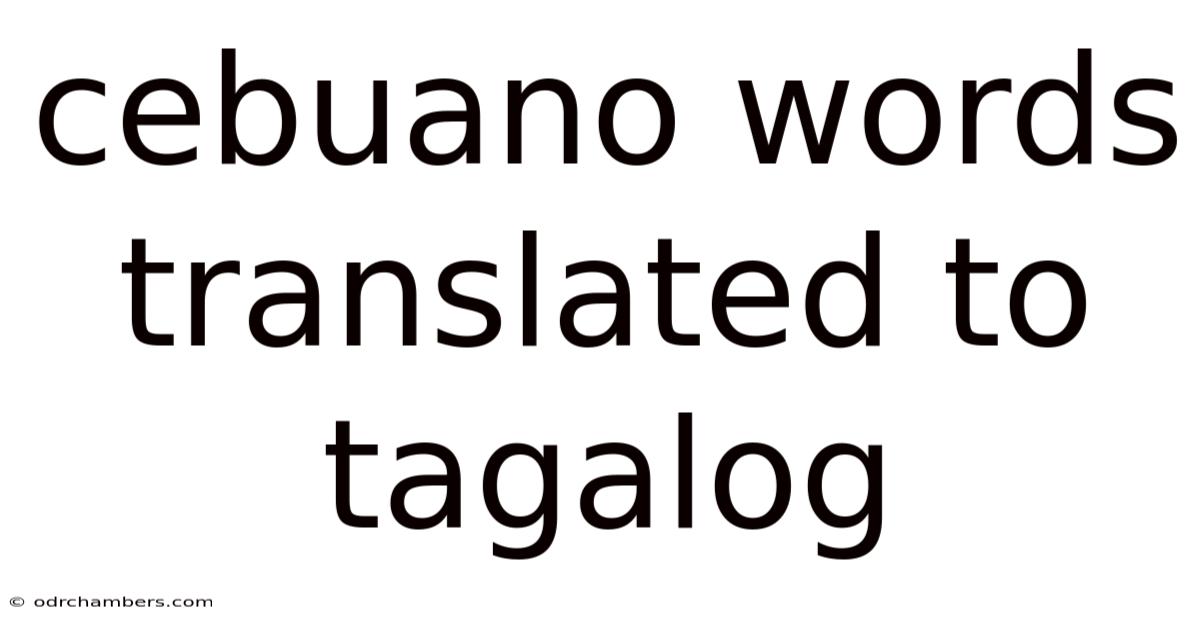 Cebuano Words Translated To Tagalog