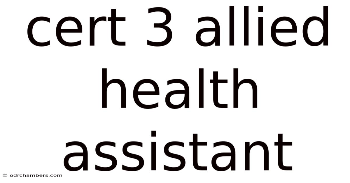Cert 3 Allied Health Assistant