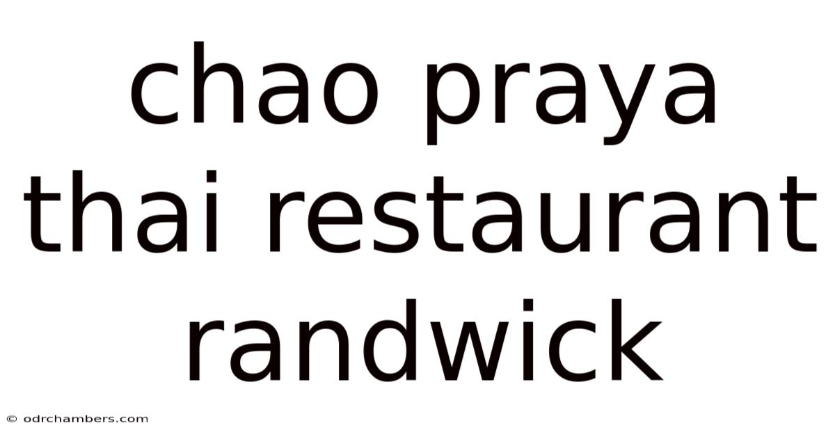 Chao Praya Thai Restaurant Randwick