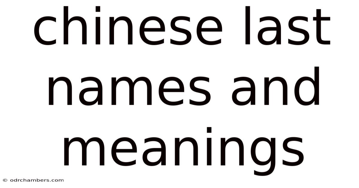 Chinese Last Names And Meanings