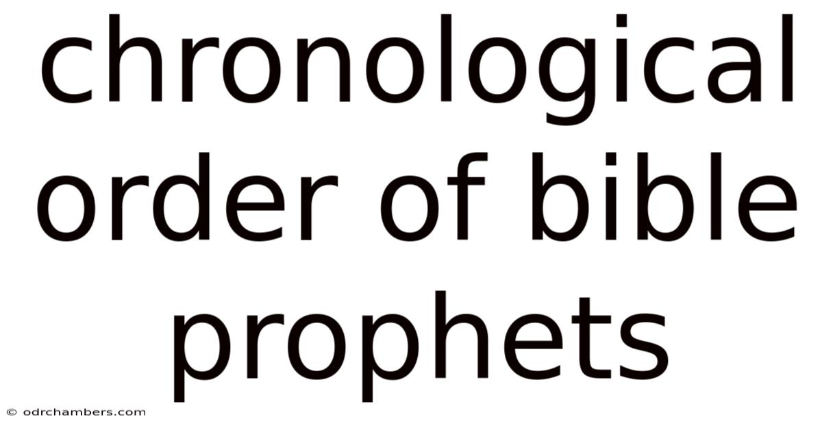 Chronological Order Of Bible Prophets