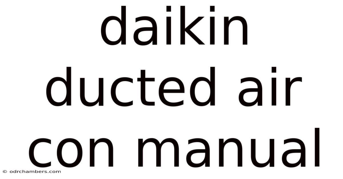 Daikin Ducted Air Con Manual
