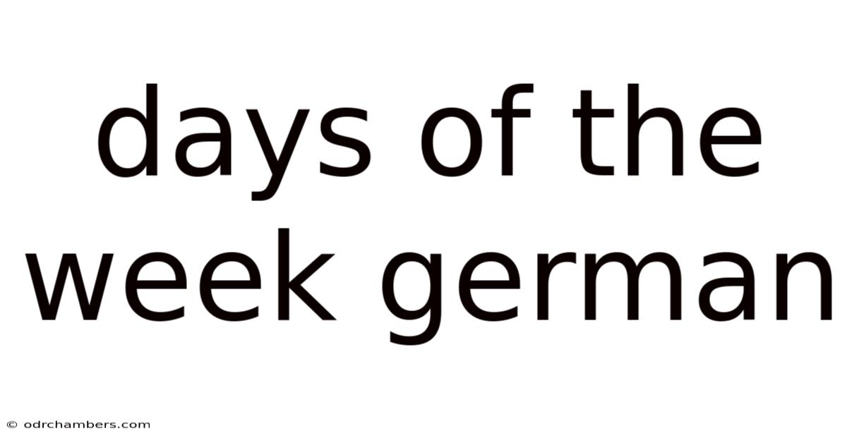 Days Of The Week German