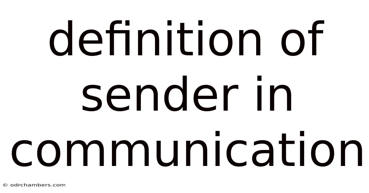 Definition Of Sender In Communication