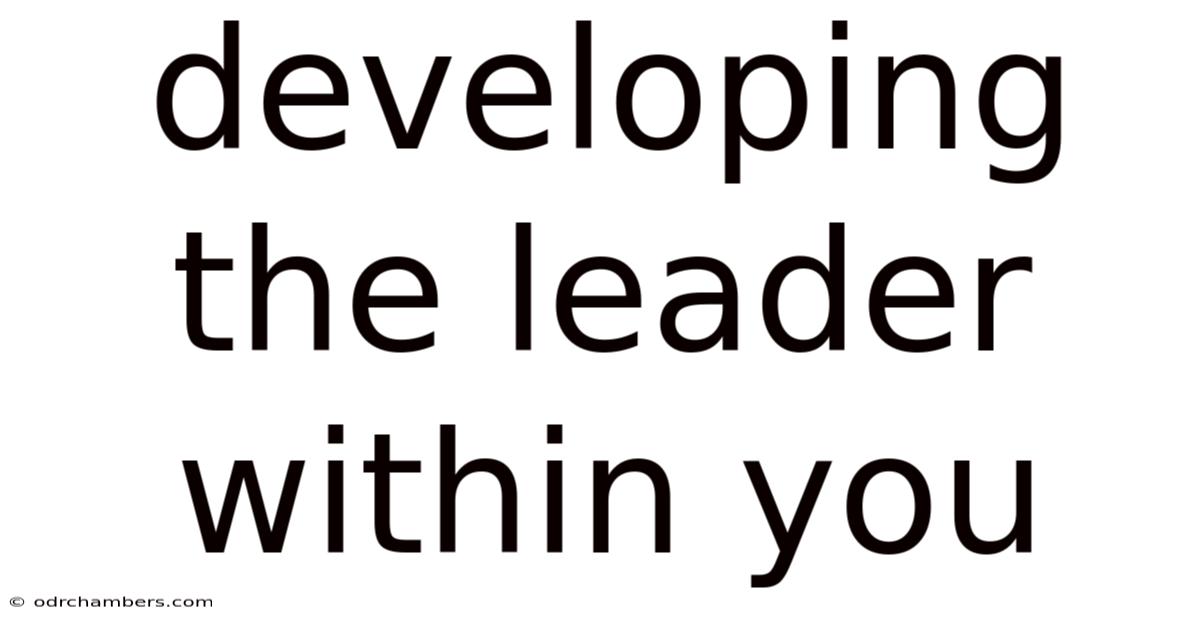 Developing The Leader Within You