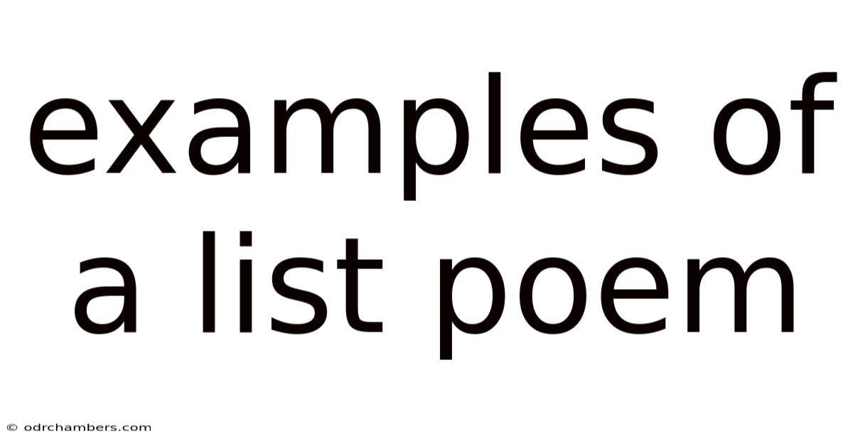 Examples Of A List Poem