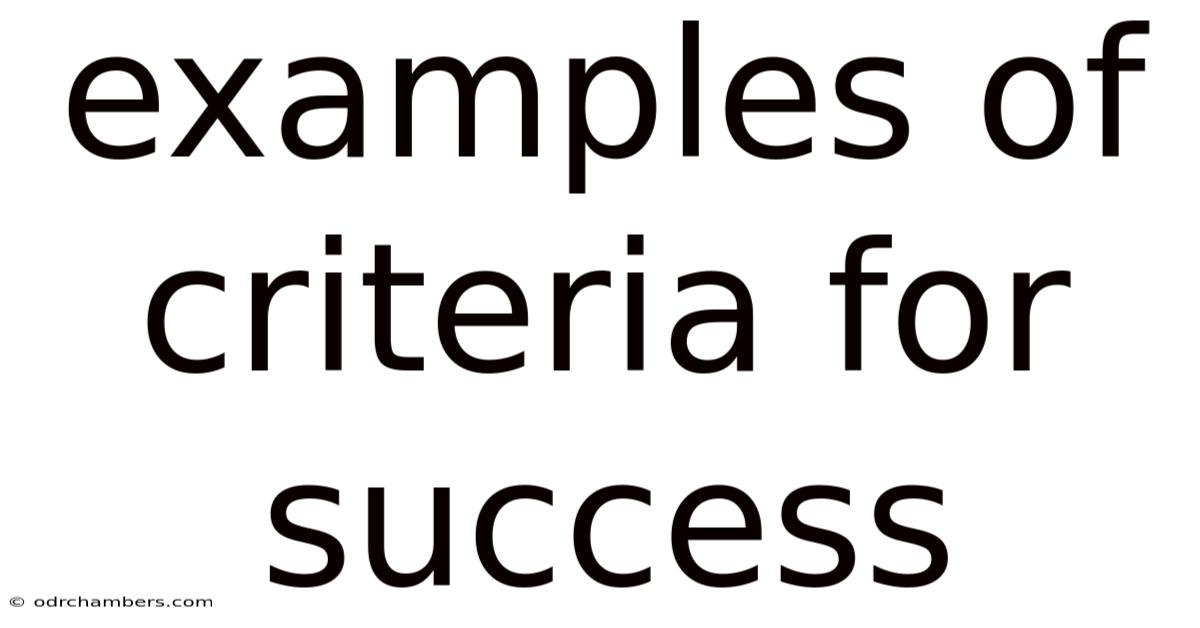 Examples Of Criteria For Success