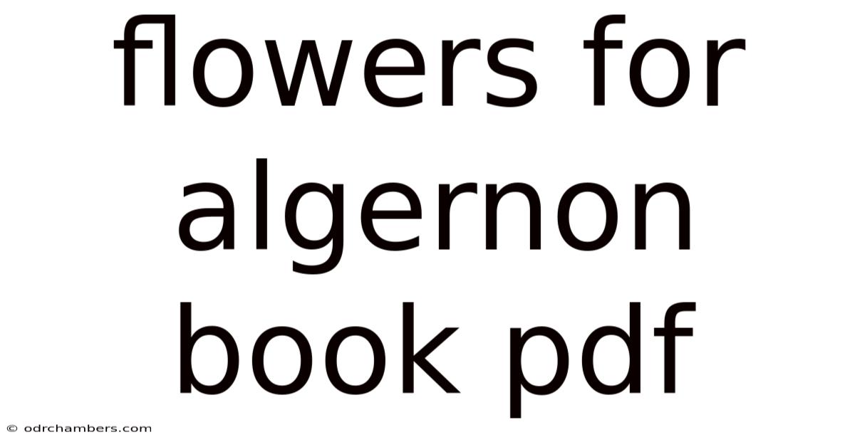 Flowers For Algernon Book Pdf