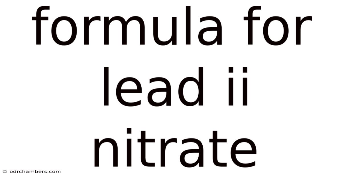 Formula For Lead Ii Nitrate
