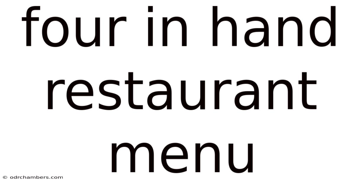 Four In Hand Restaurant Menu