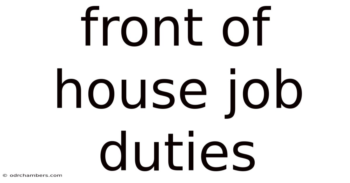 Front Of House Job Duties