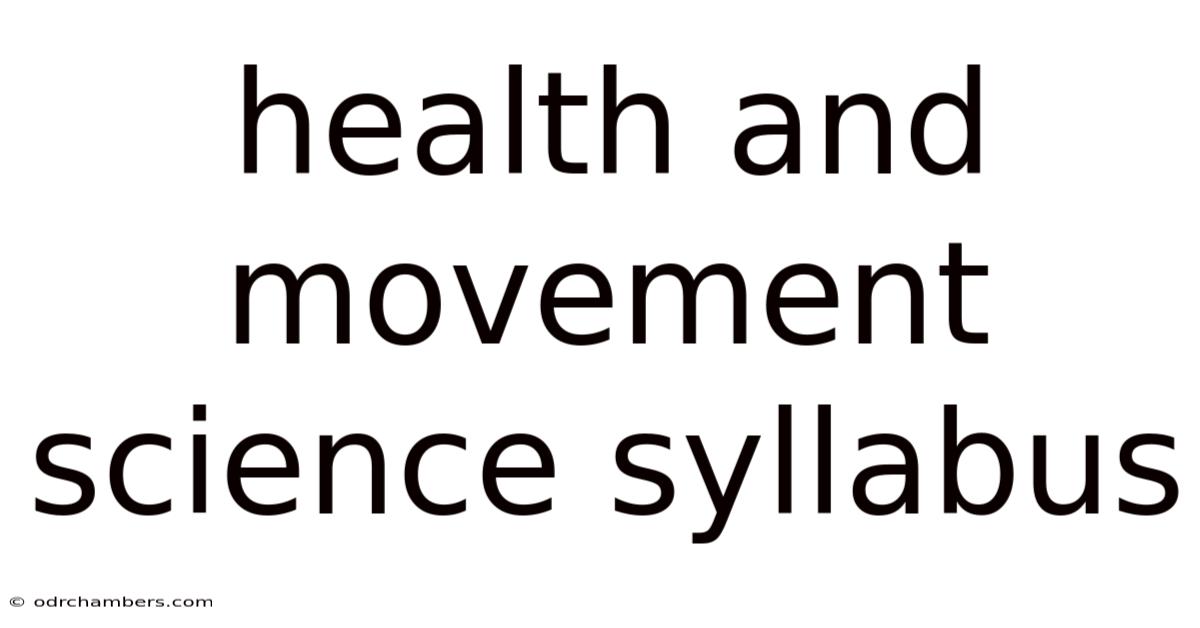Health And Movement Science Syllabus