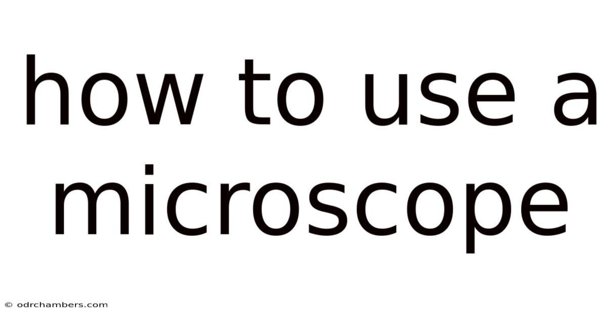 How To Use A Microscope