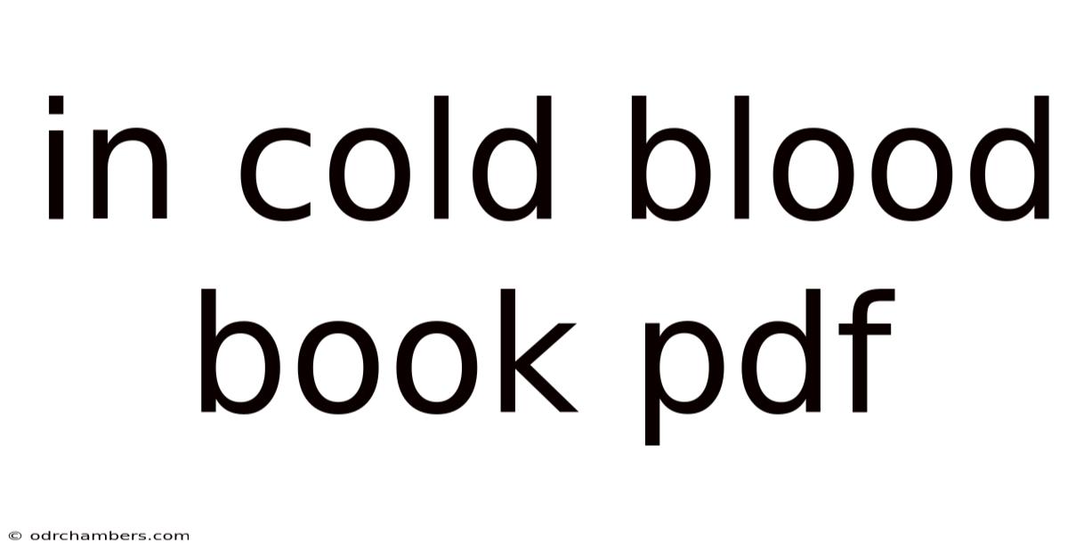 In Cold Blood Book Pdf