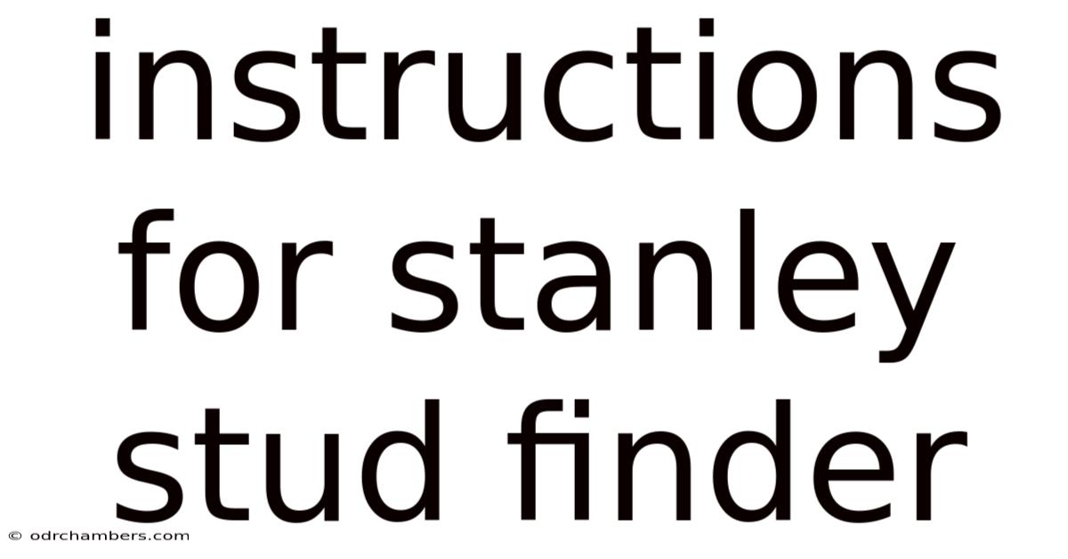 Instructions For Stanley Stud Finder
