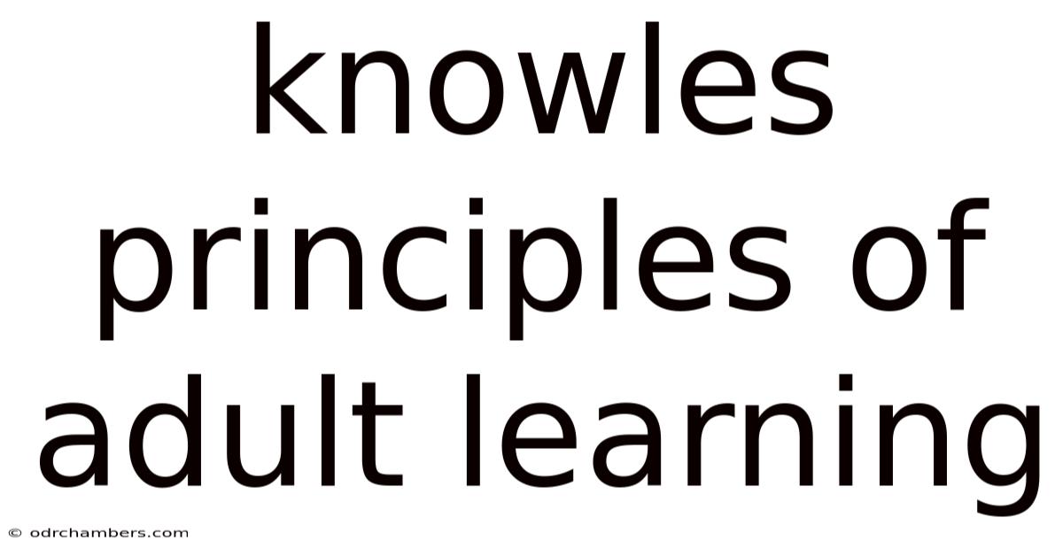 Knowles Principles Of Adult Learning