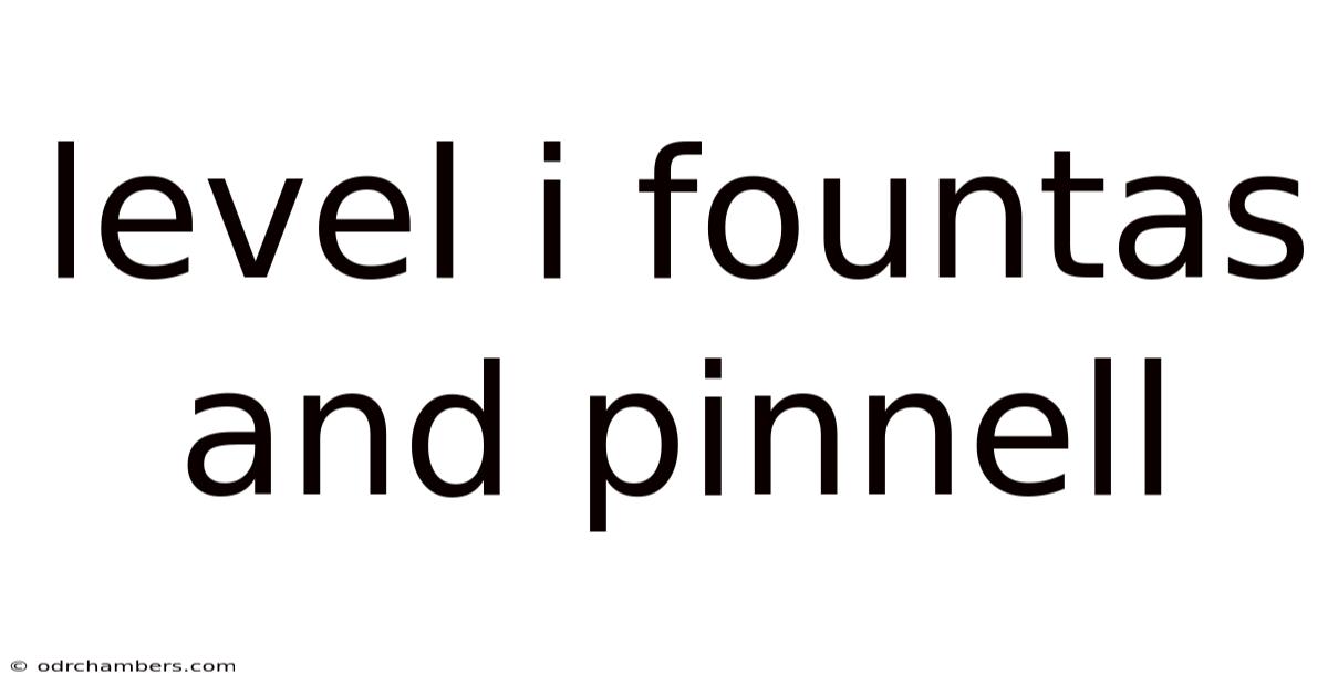 Level I Fountas And Pinnell