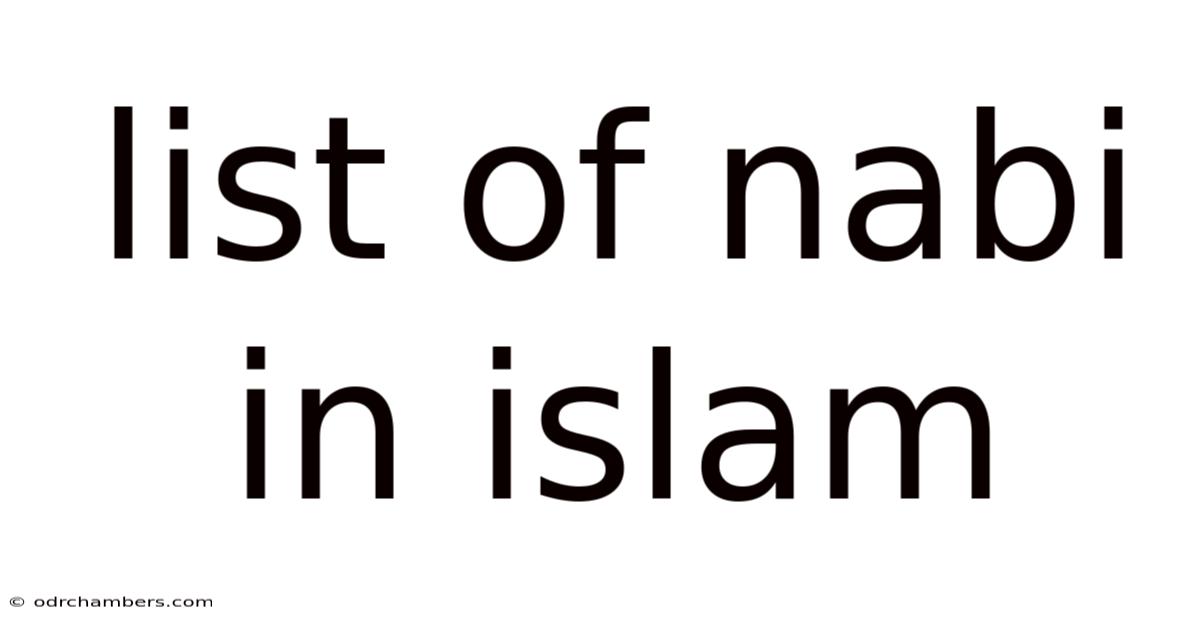 List Of Nabi In Islam