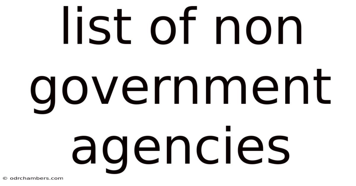 List Of Non Government Agencies