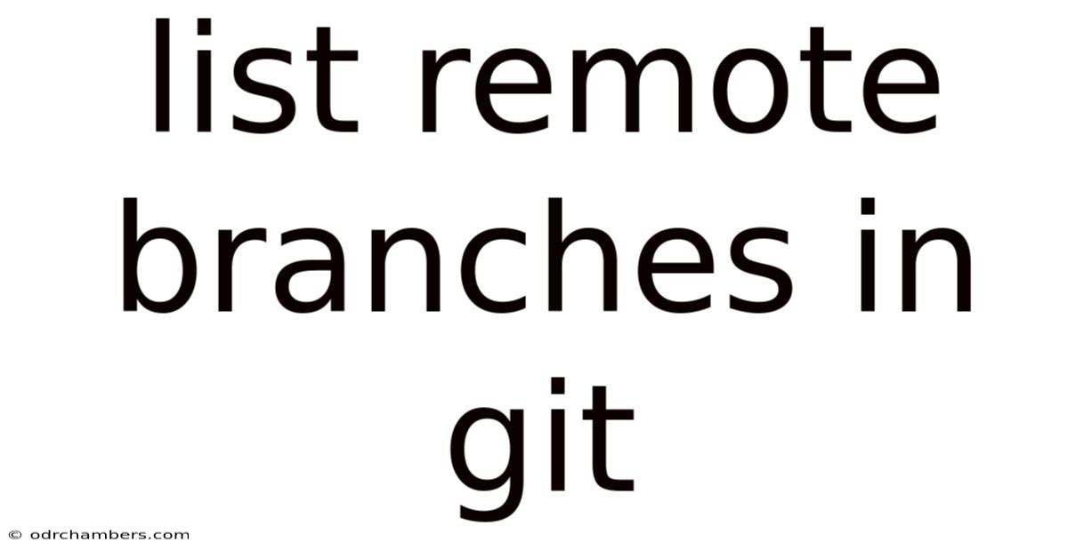 List Remote Branches In Git