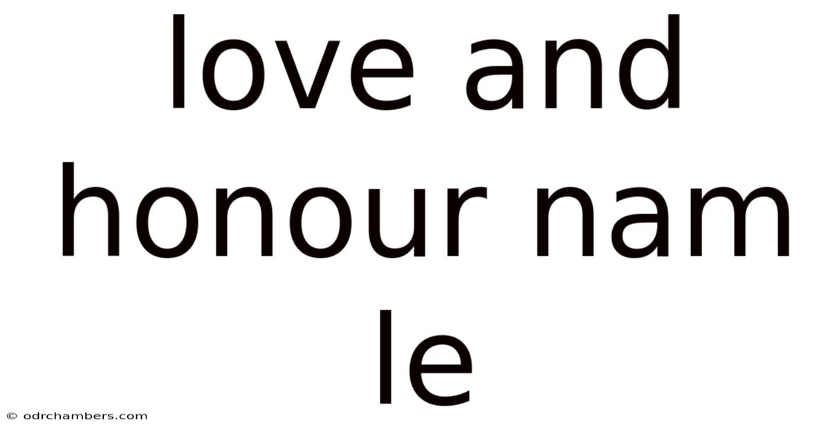 Love And Honour Nam Le