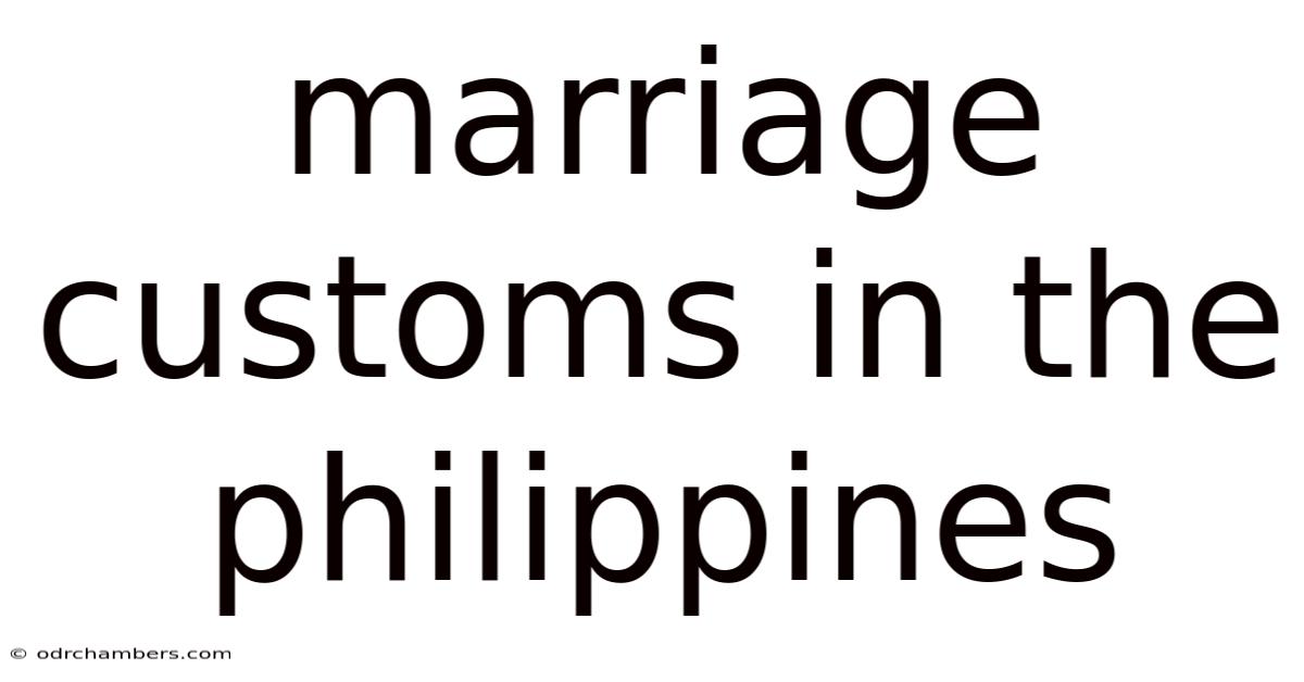 Marriage Customs In The Philippines