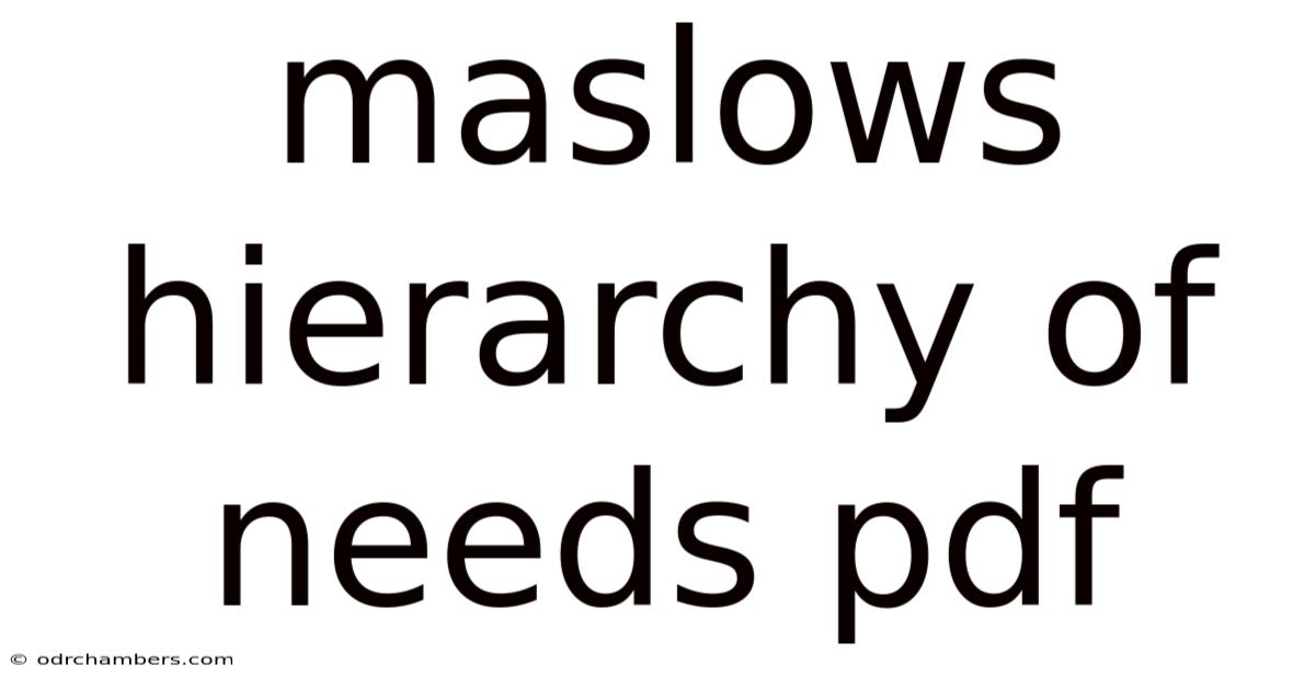 Maslows Hierarchy Of Needs Pdf