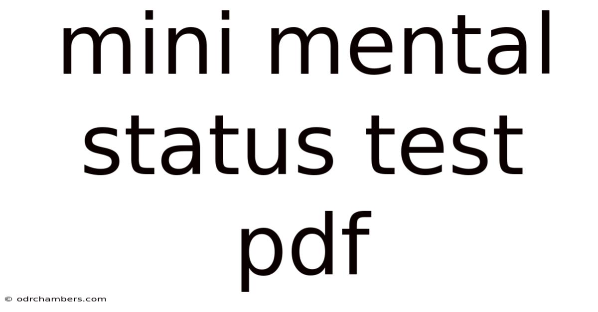 Mini Mental Status Test Pdf