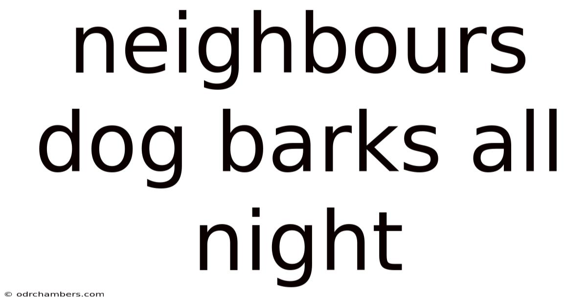 Neighbours Dog Barks All Night