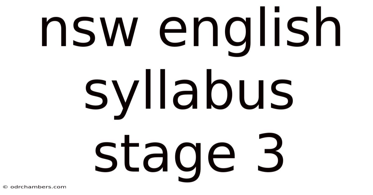 Nsw English Syllabus Stage 3