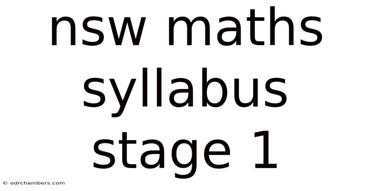Nsw Maths Syllabus Stage 1