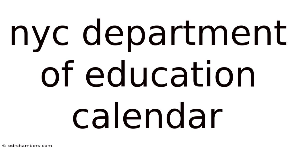 Nyc Department Of Education Calendar