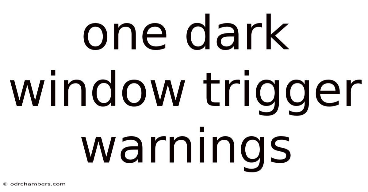 One Dark Window Trigger Warnings