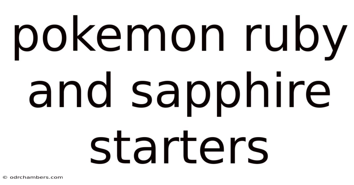 Pokemon Ruby And Sapphire Starters