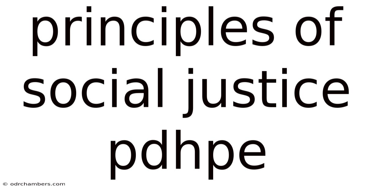Principles Of Social Justice Pdhpe