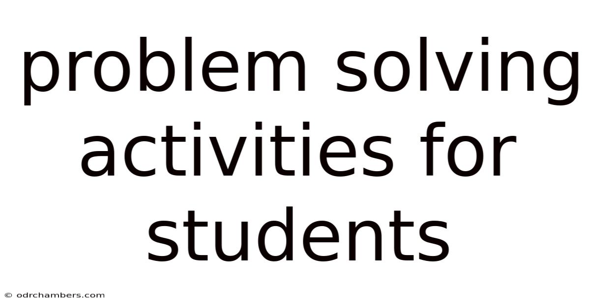 Problem Solving Activities For Students