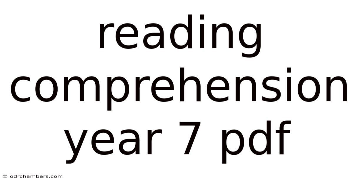 Reading Comprehension Year 7 Pdf