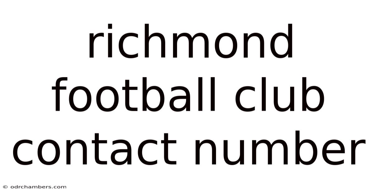 Richmond Football Club Contact Number