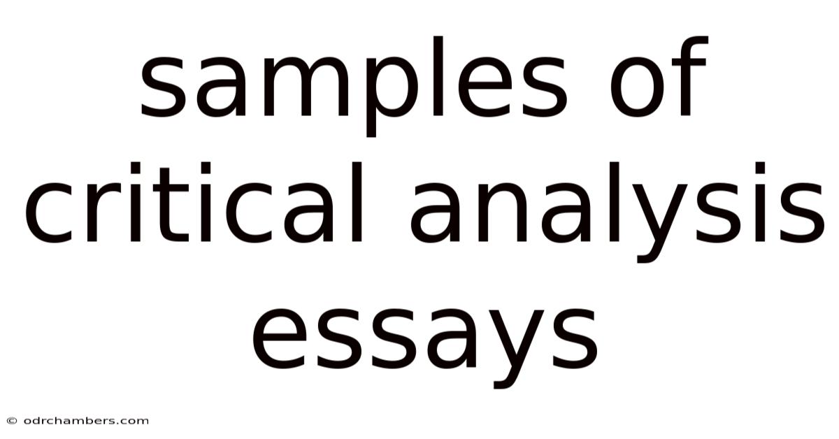 Samples Of Critical Analysis Essays