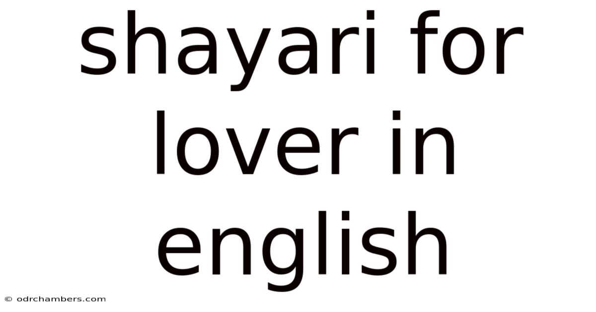 Shayari For Lover In English